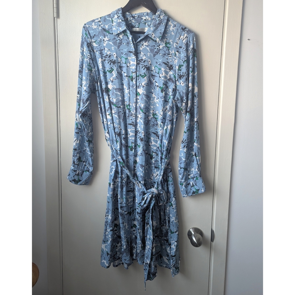 Blue Floral Long Sleeve Mini Dress